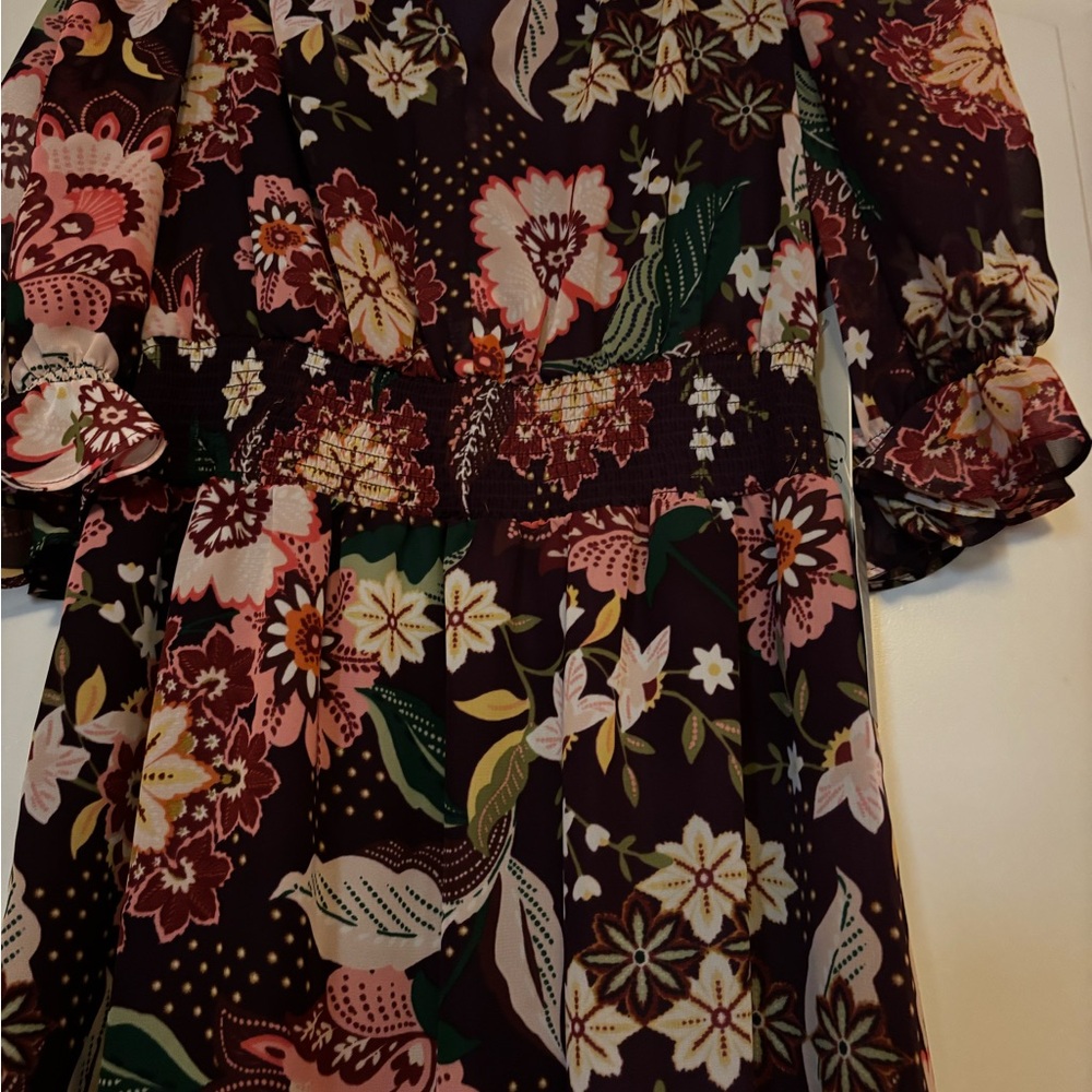 ELIZA J Floral Midi Long Sleeve Dress - Multicolor. Women’s Size 4 - Picture 7 of 9